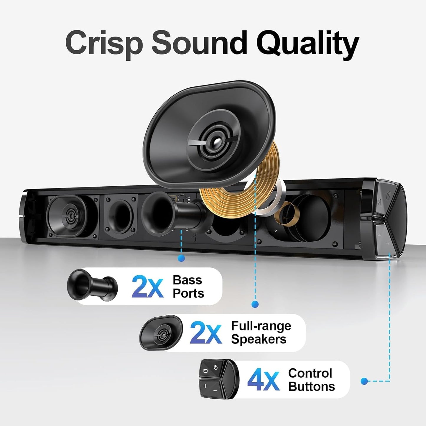 SK070 TV Soundbar - 100W/EQ Modes/Bass