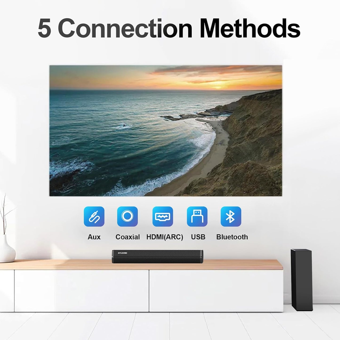 SK070 TV Soundbar - 100W/EQ Modes/Bass