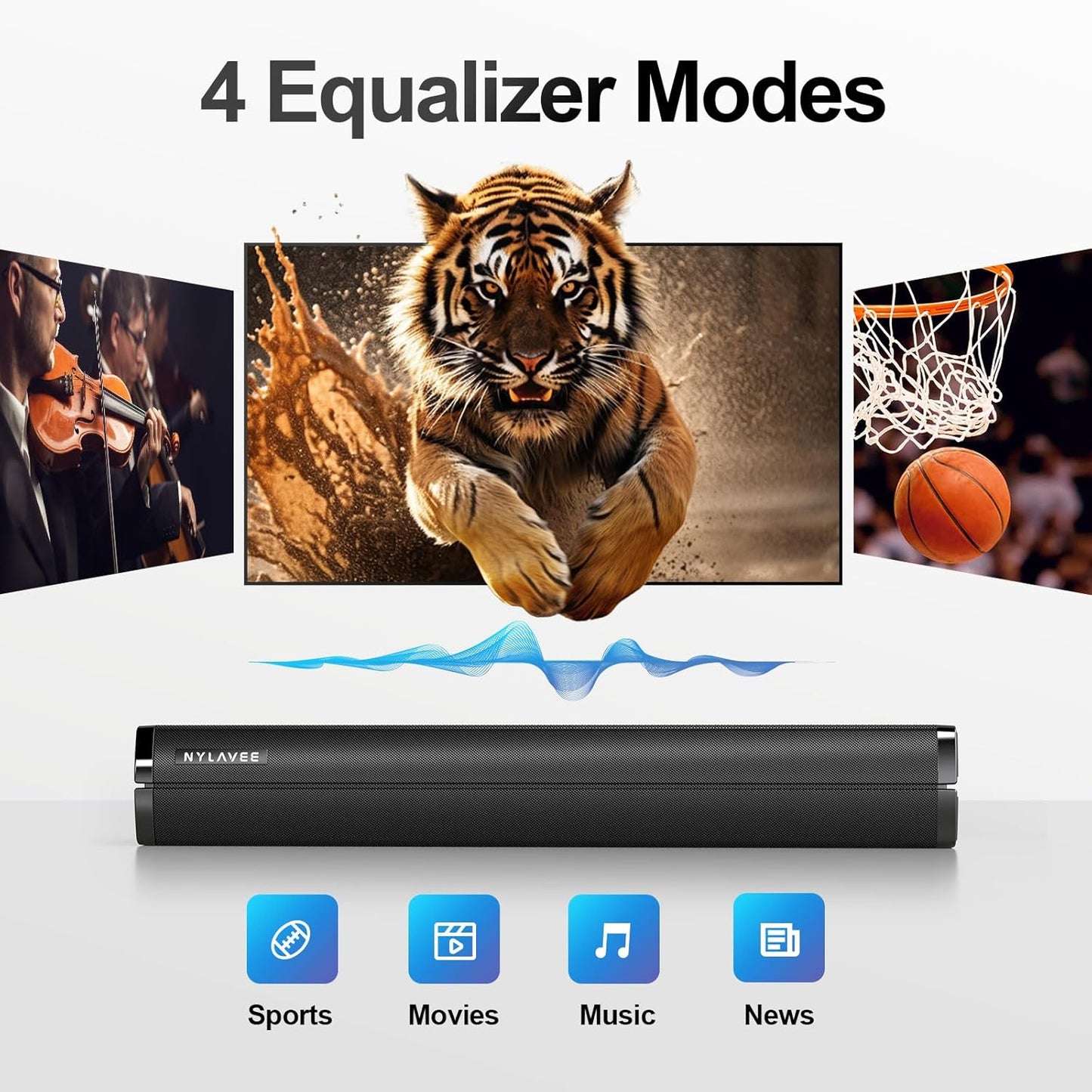 SK070 TV Soundbar - 100W/EQ Modes/Bass