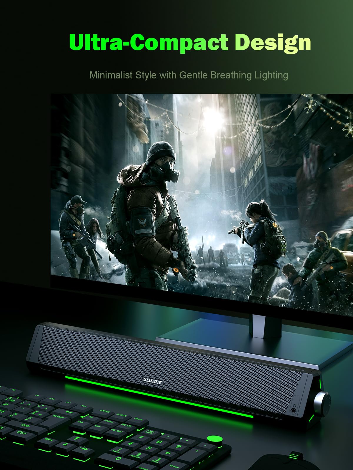 SK010 Computer Soundbar - USB Powered/BT&3.5mm/Hi-Fi