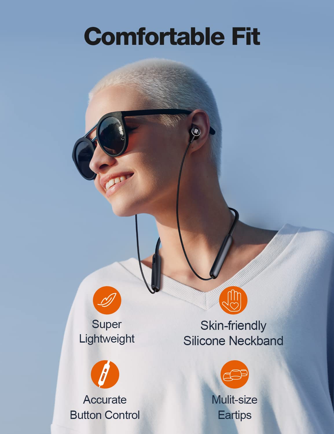 WH01 Neckband Earphone - BT/Magnetic/30Hrs