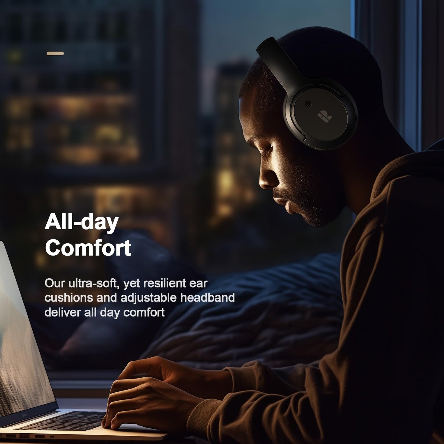 BH100 Bluetooth Headphones - 80Hrs/ANC/Crystal Clear