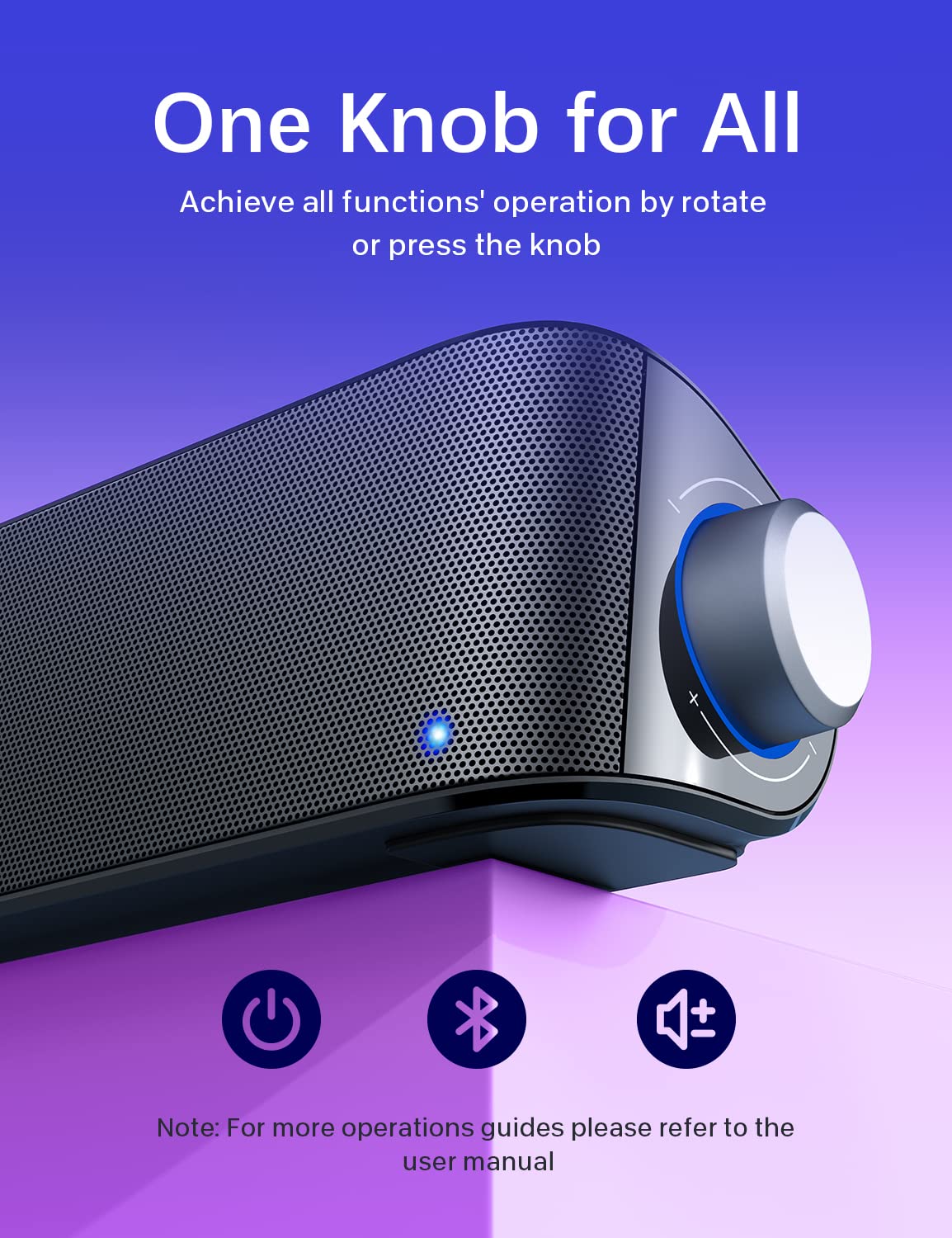SK100 Computer Soundbar - USB Powered/BT/3.5mm/Microphone