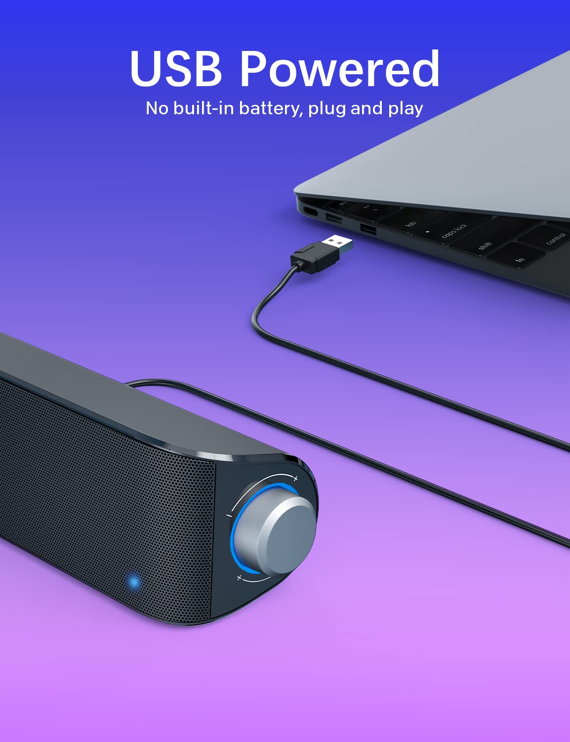 SK100 Computer Soundbar - USB Powered/BT/3.5mm/Microphone