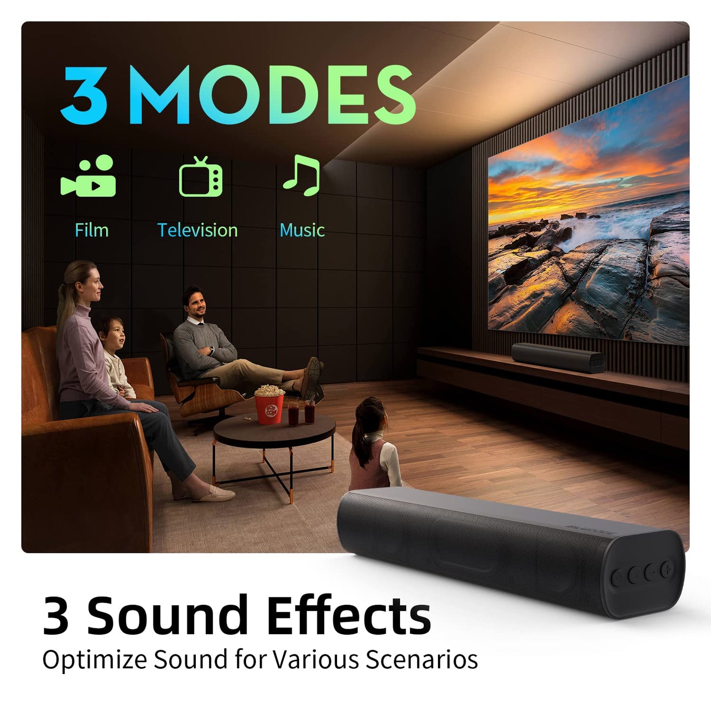 SK300 TV Soundbar - 50W/EQ Modes/Bass