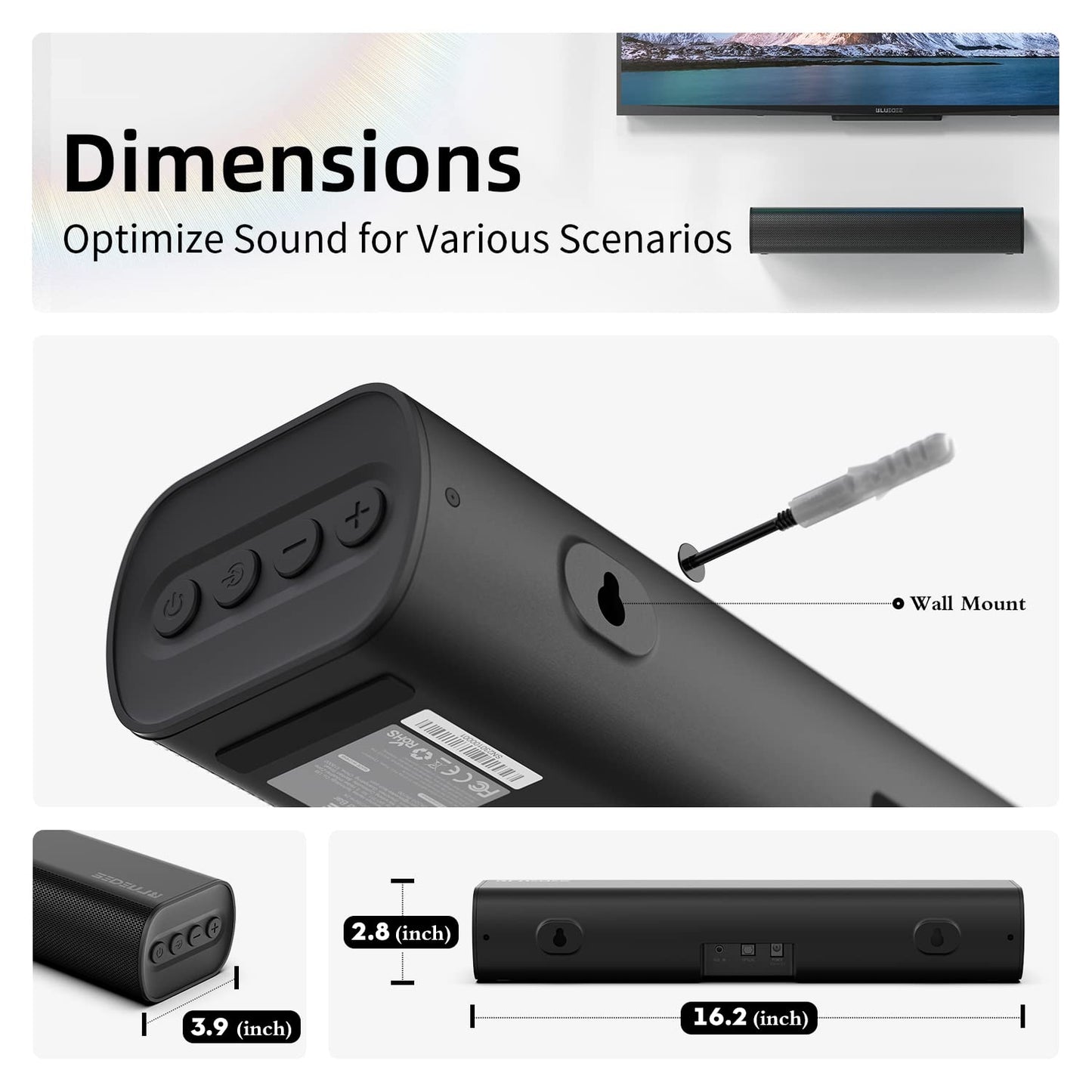 SK300 TV Soundbar - 50W/EQ Modes/Bass