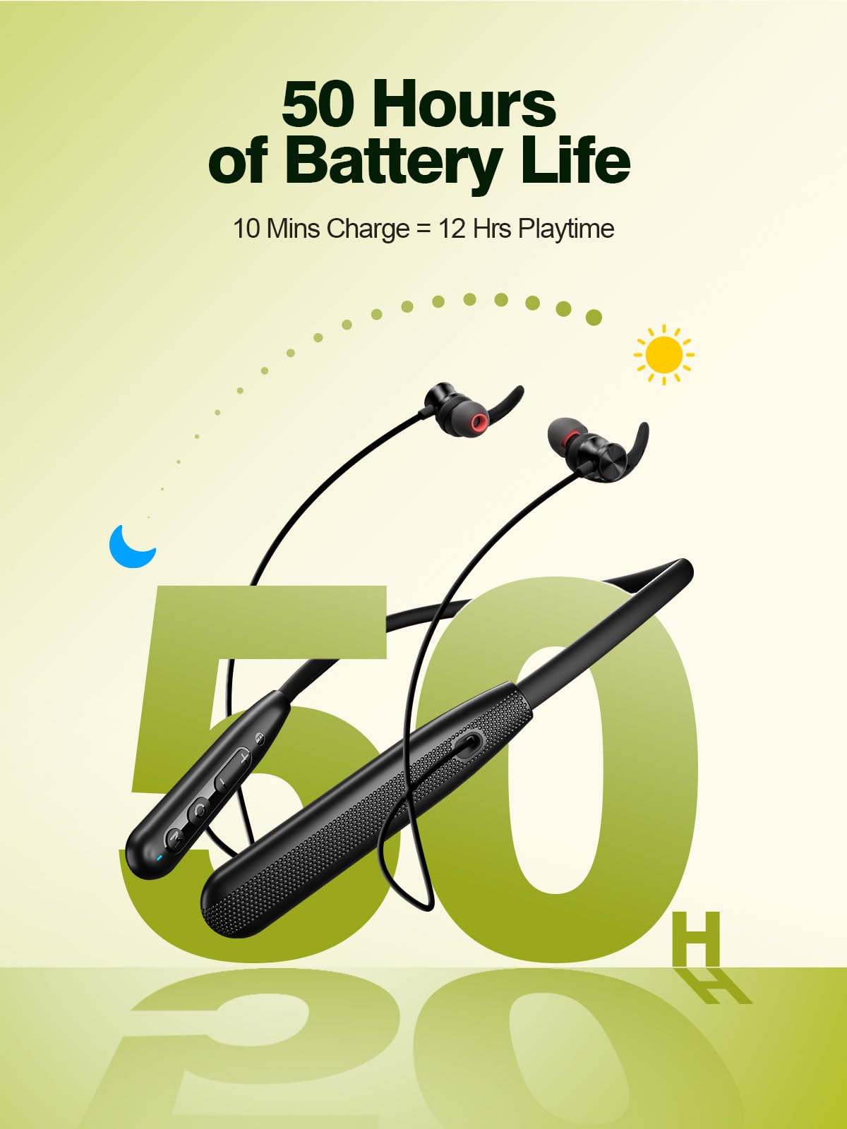 WH05 Neckband Earphone -  BT/AI-enhanced Mic/Magnetic/2 EQ/50Hrs