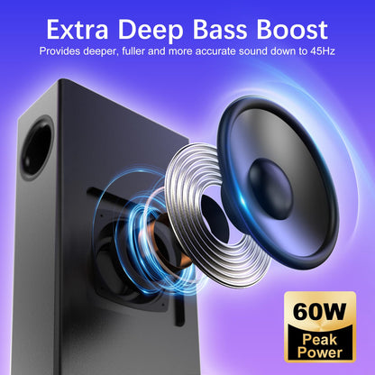 SK100PRO Computer Soundbar - AC Adapter Powered/BT/3.5mm/Subwoofer