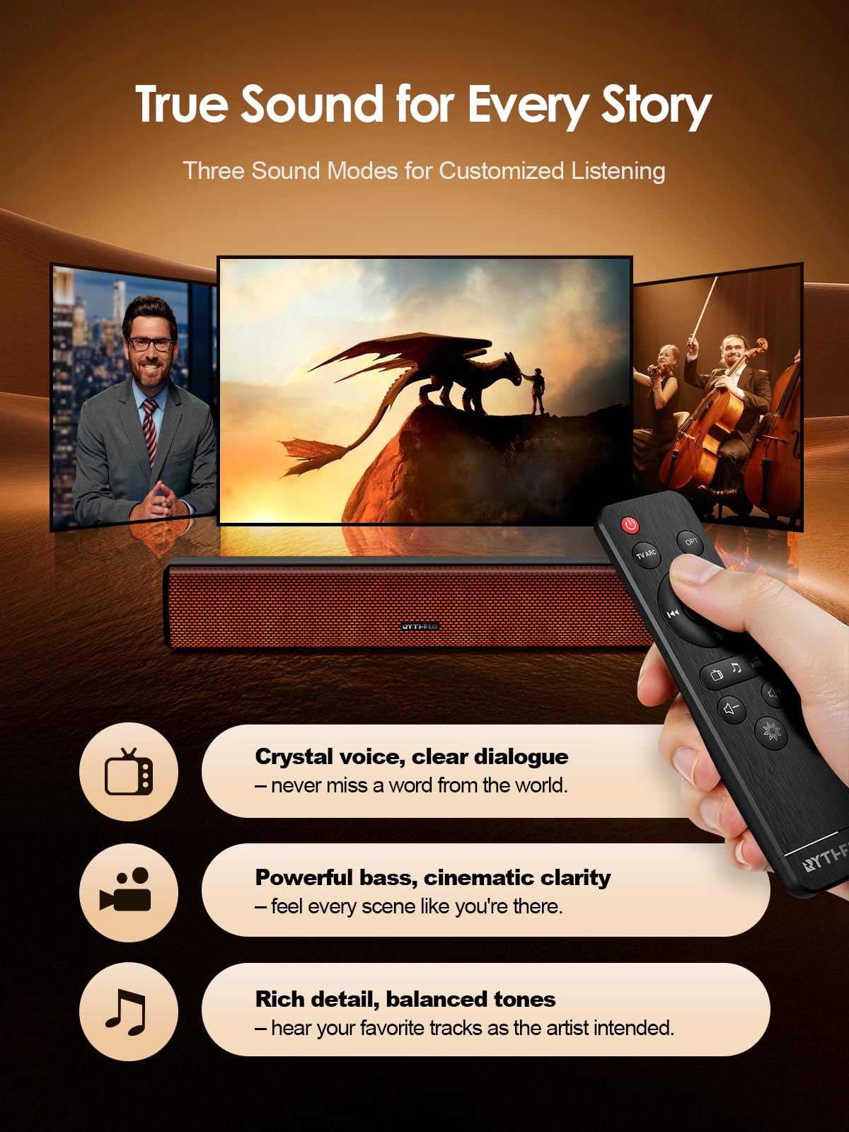 SK300FI TV Soundbar - BT/Optical/ARC/3.5mm AUX/RCA