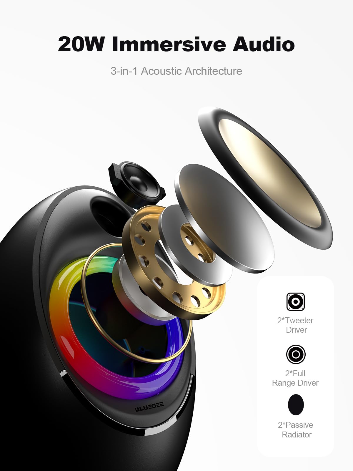 SK900 Computer Speakers - USB/Type-C/RGB/Plug and play