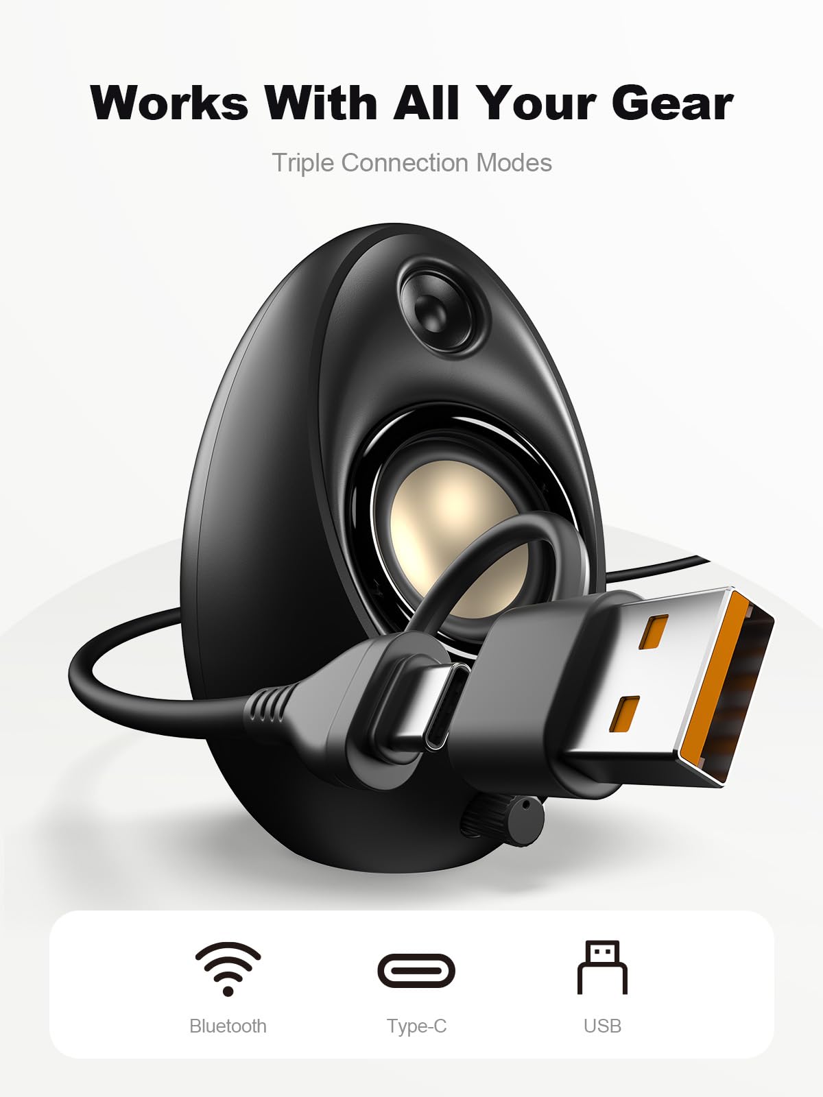 SK900 Computer Speakers - USB/Type-C/RGB/Plug and play