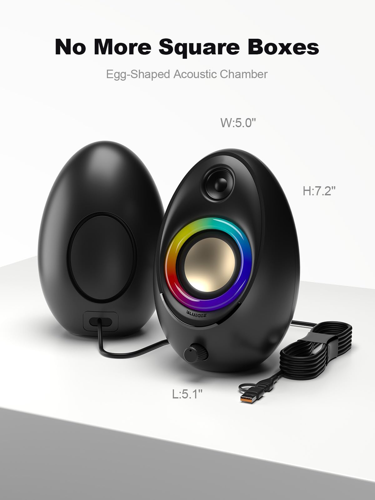 SK900 Computer Speakers - USB/Type-C/RGB/Plug and play
